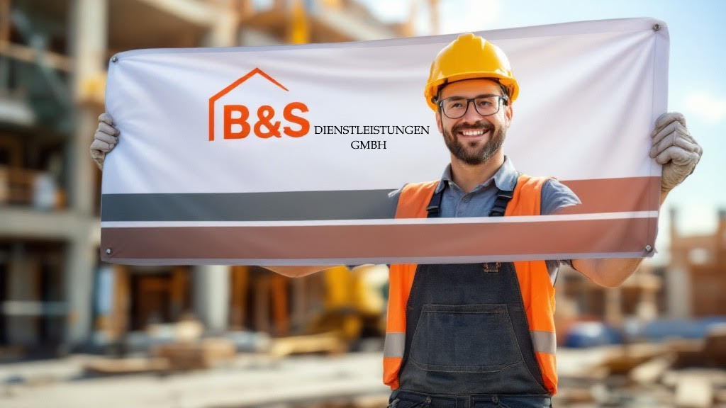 B&S Dienstleistungen Banner auf der Baustelle